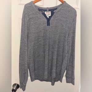 Lucky Brand Mens Henley Shirt Long Sleeve , Gray, Size L